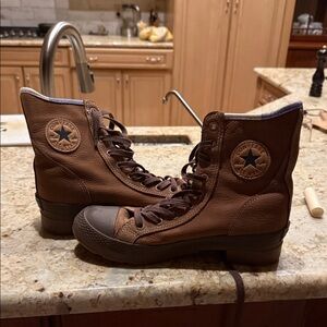 Converse Chocolate Brown Leather High-Tops